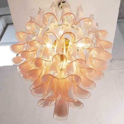 Tiered Handblown Murano Glass Chandelier – Mid-Century Inspired Ceiling Light
