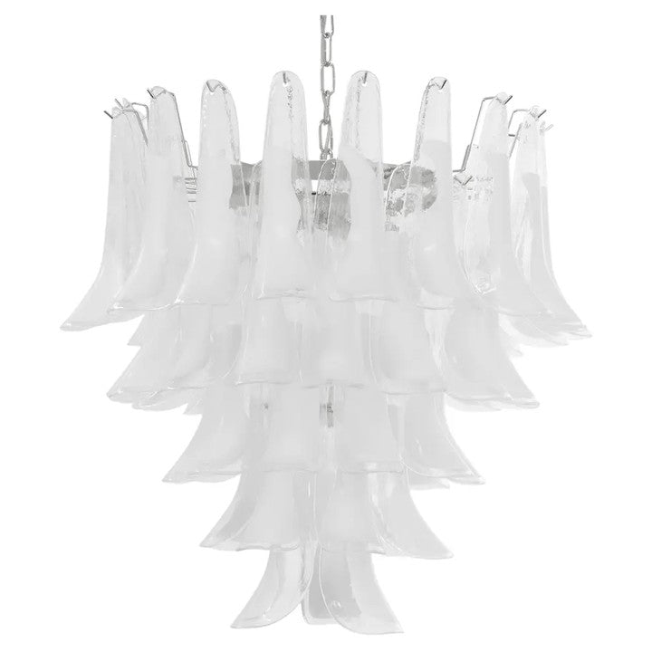 Tiered Handblown Murano Glass Chandelier – Mid-Century Inspired Ceiling Light
