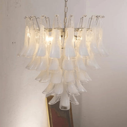 Tiered Handblown Murano Glass Chandelier – Mid-Century Inspired Ceiling Light