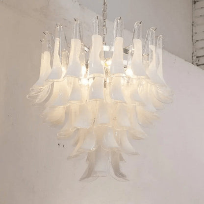 Tiered Handblown Murano Glass Chandelier – Mid-Century Inspired Ceiling Light