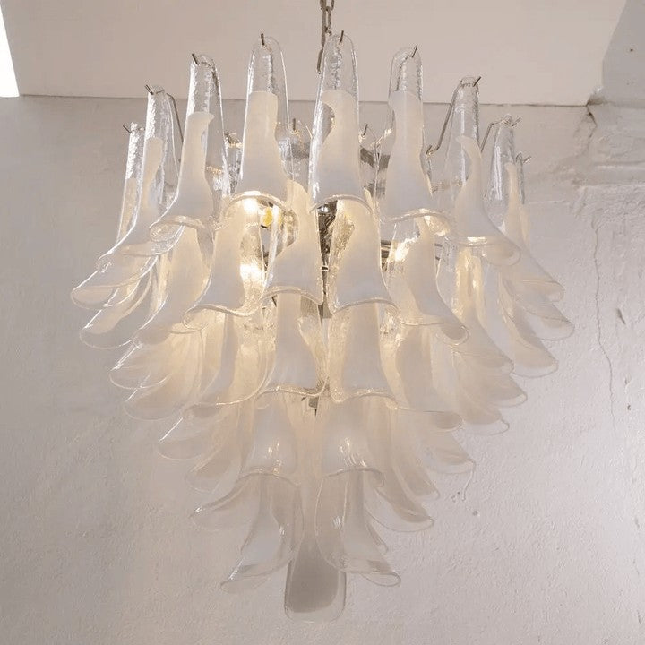Tiered Handblown Murano Glass Chandelier – Mid-Century Inspired Ceiling Light