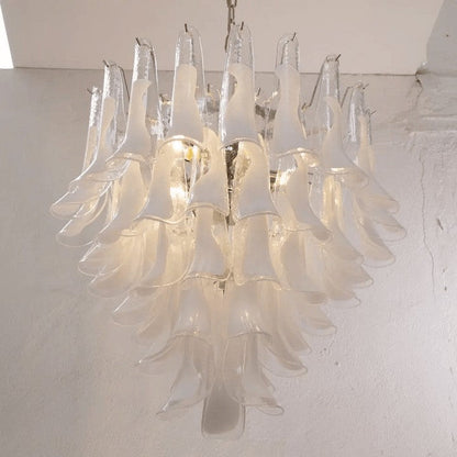 Tiered Handblown Murano Glass Chandelier – Mid-Century Inspired Ceiling Light