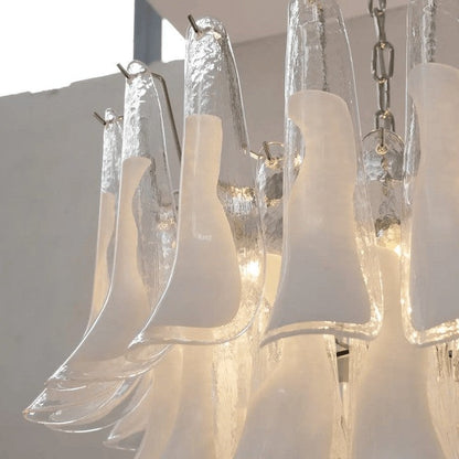 Tiered Handblown Murano Glass Chandelier – Mid-Century Inspired Ceiling Light
