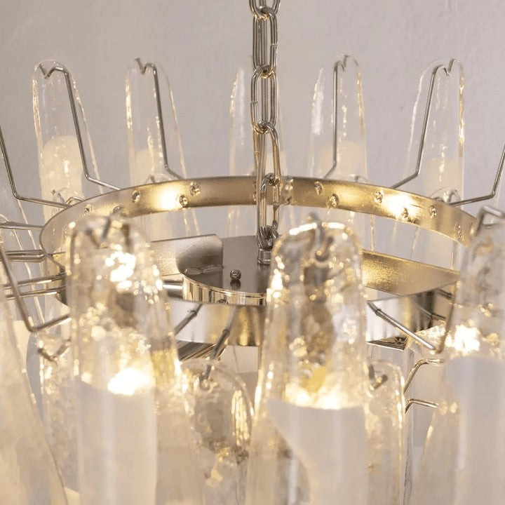 Tiered Handblown Murano Glass Chandelier – Mid-Century Inspired Ceiling Light
