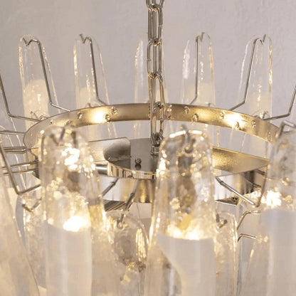 Tiered Handblown Murano Glass Chandelier – Mid-Century Inspired Ceiling Light