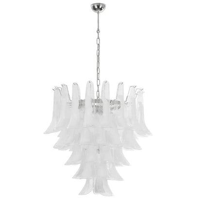 Tiered Handblown Murano Glass Chandelier – Mid-Century Inspired Ceiling Light