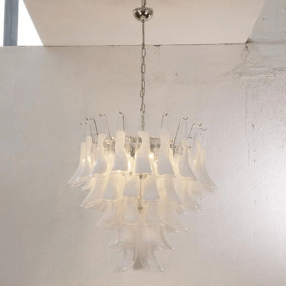 Tiered Handblown Murano Glass Chandelier – Mid-Century Inspired Ceiling Light
