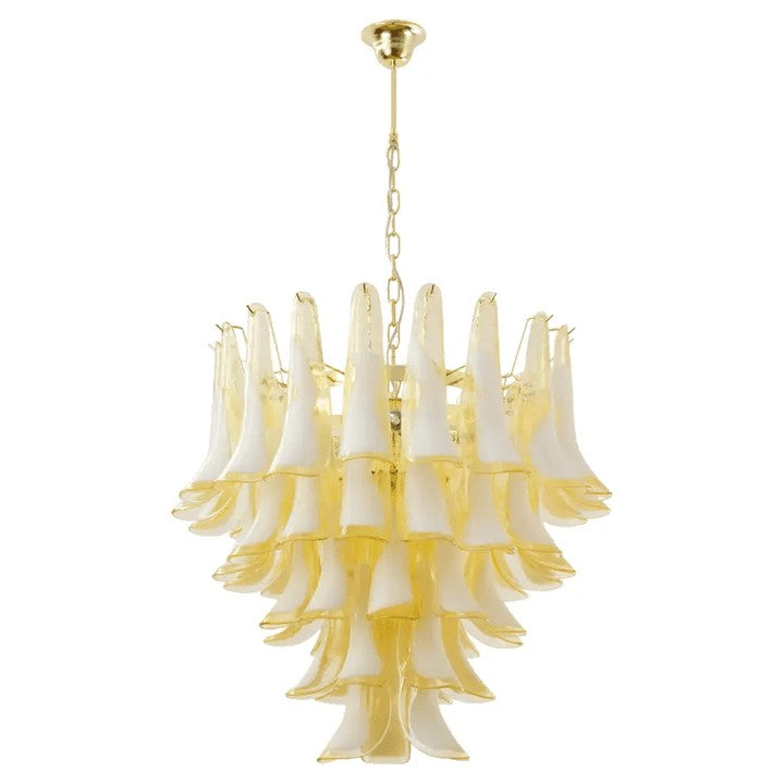 Tiered Handblown Murano Glass Chandelier – Mid-Century Inspired Ceiling Light