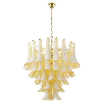 Tiered Handblown Murano Glass Chandelier – Mid-Century Inspired Ceiling Light