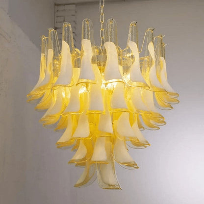 Tiered Handblown Murano Glass Chandelier – Mid-Century Inspired Ceiling Light