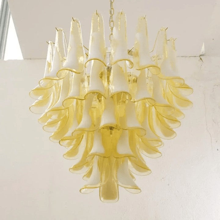 Tiered Handblown Murano Glass Chandelier – Mid-Century Inspired Ceiling Light