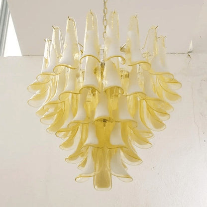 Tiered Handblown Murano Glass Chandelier – Mid-Century Inspired Ceiling Light