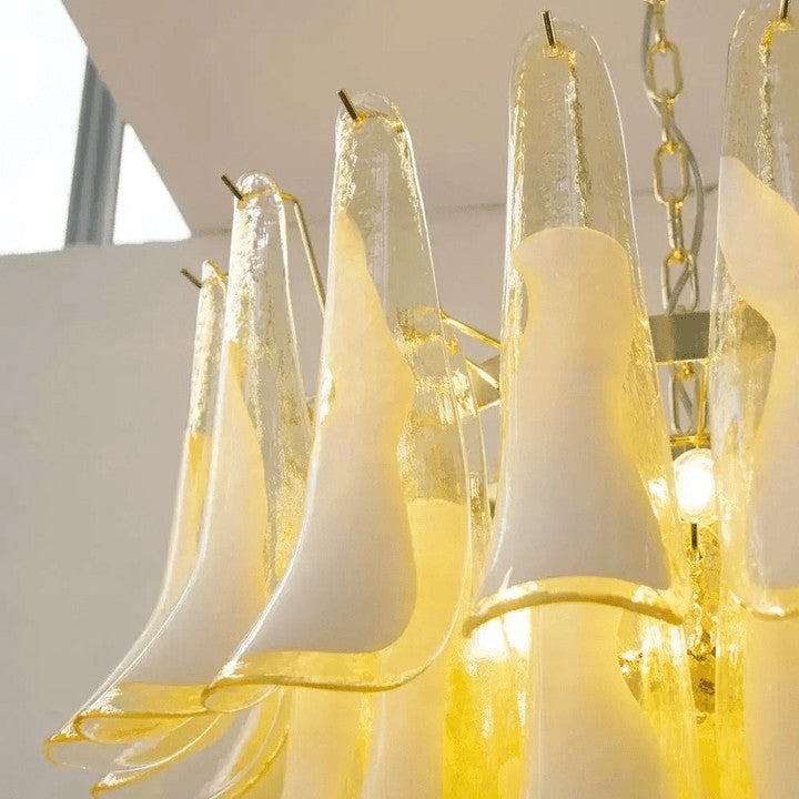 Tiered Handblown Murano Glass Chandelier – Mid-Century Inspired Ceiling Light