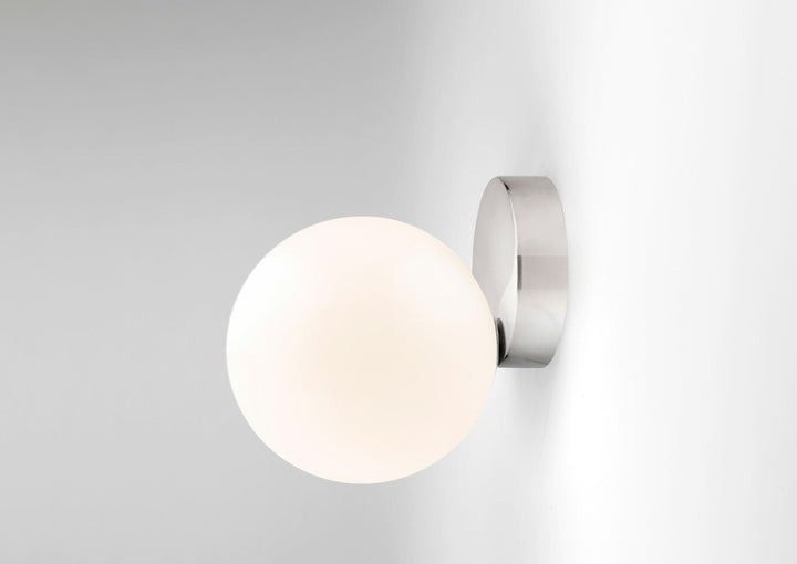 Tip of the Tongue Gold Metal Wall Sconce with White Glass Shade