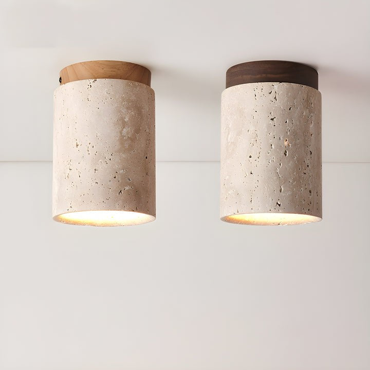 Travertine Cylinder Ceiling Light Fixture