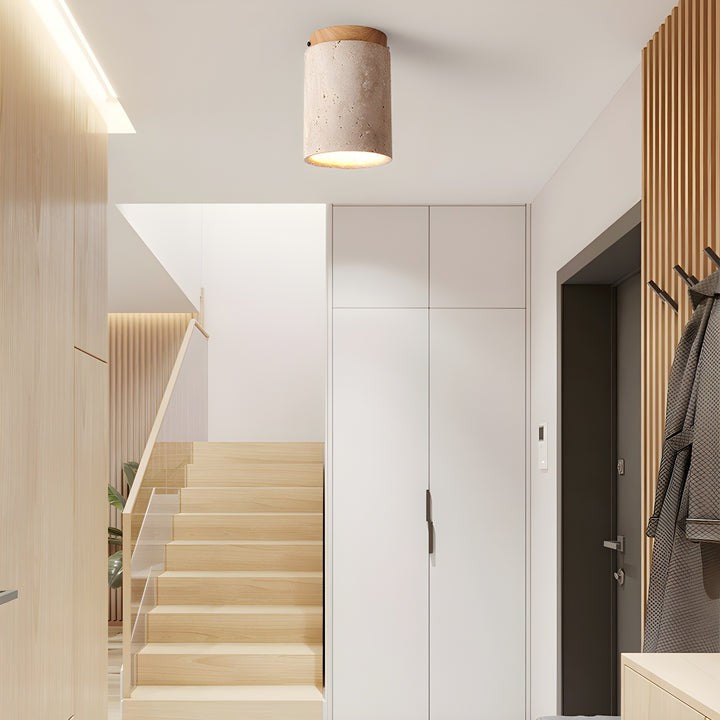 Travertine Cylinder Ceiling Light Fixture