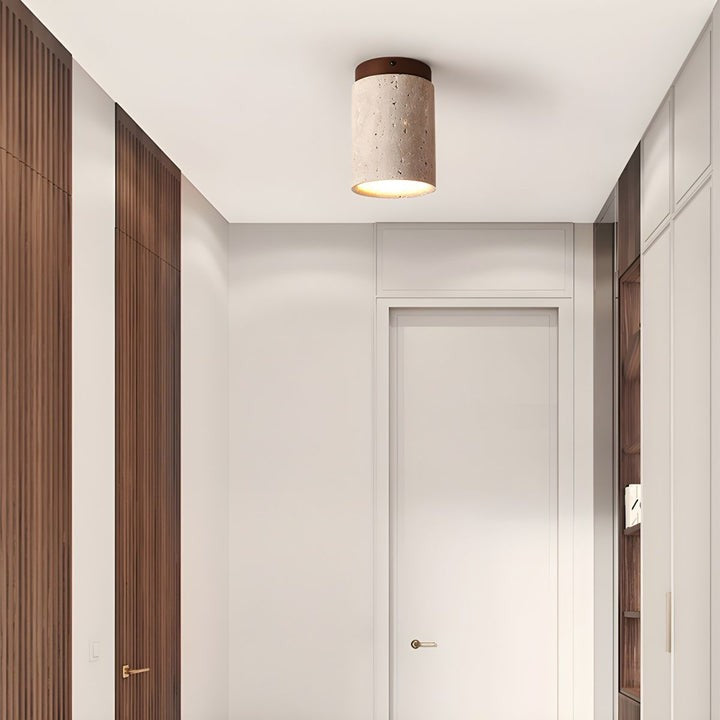 Travertine Cylinder Ceiling Light Fixture