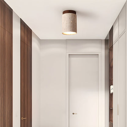 Travertine Cylinder Ceiling Light Fixture