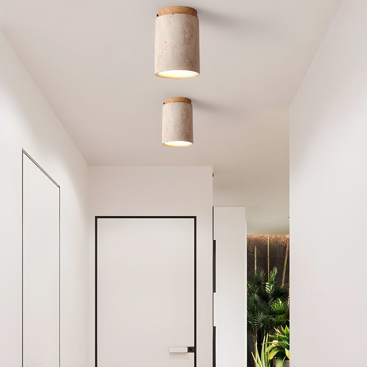 Travertine Cylinder Ceiling Light Fixture