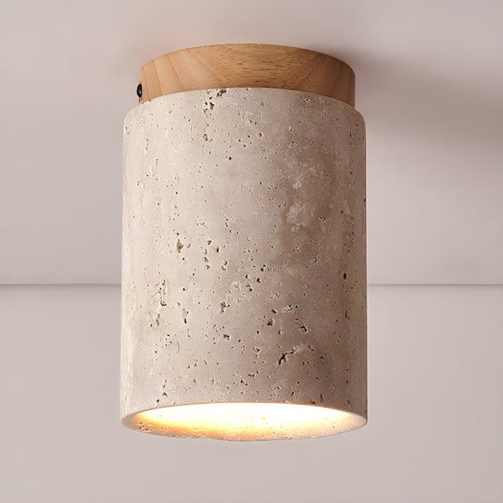 Travertine Cylinder Ceiling Light Fixture