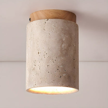 Travertine Cylinder Ceiling Light Fixture