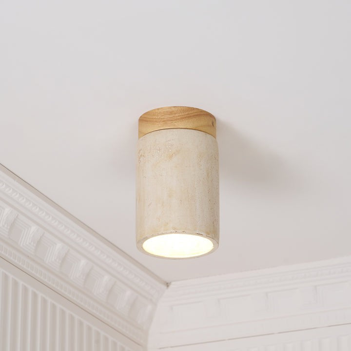 Travertine Cylinder Ceiling Light Fixture