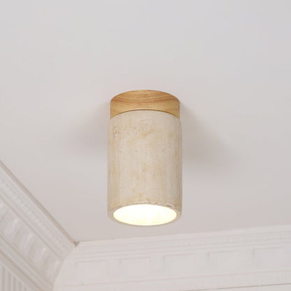 Travertine Cylinder Ceiling Light Fixture