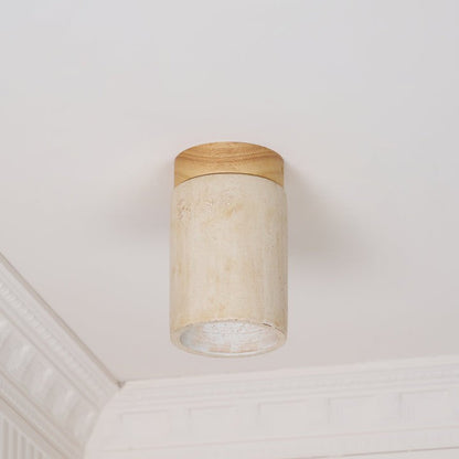 Travertine Cylinder Ceiling Light Fixture