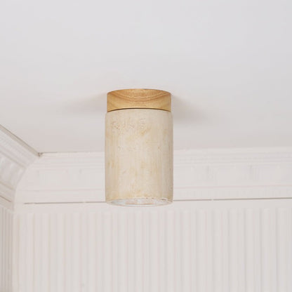 Travertine Cylinder Ceiling Light Fixture