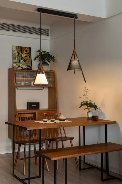Triangular Wooden Pendant Ceiling Light