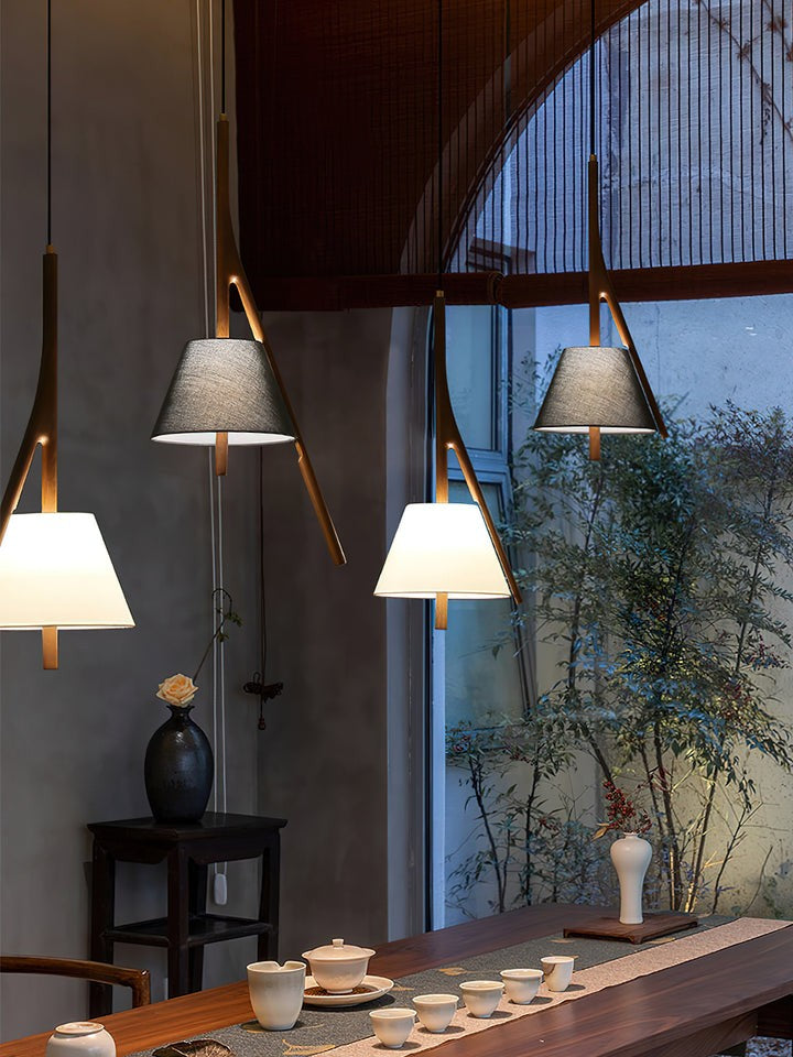 Triangular Wooden Pendant Ceiling Light