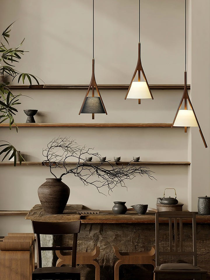 Triangular Wooden Pendant Ceiling Light