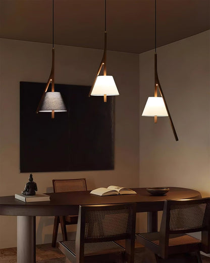Triangular Wooden Pendant Ceiling Light