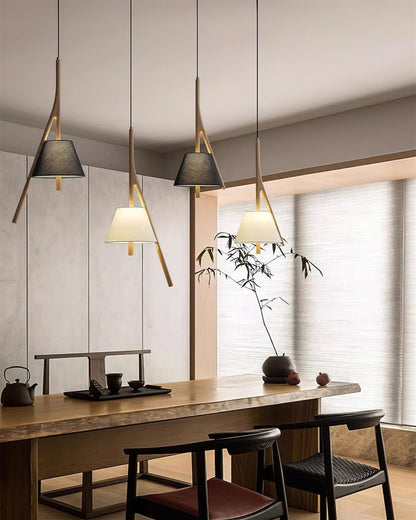 Triangular Wooden Pendant Ceiling Light
