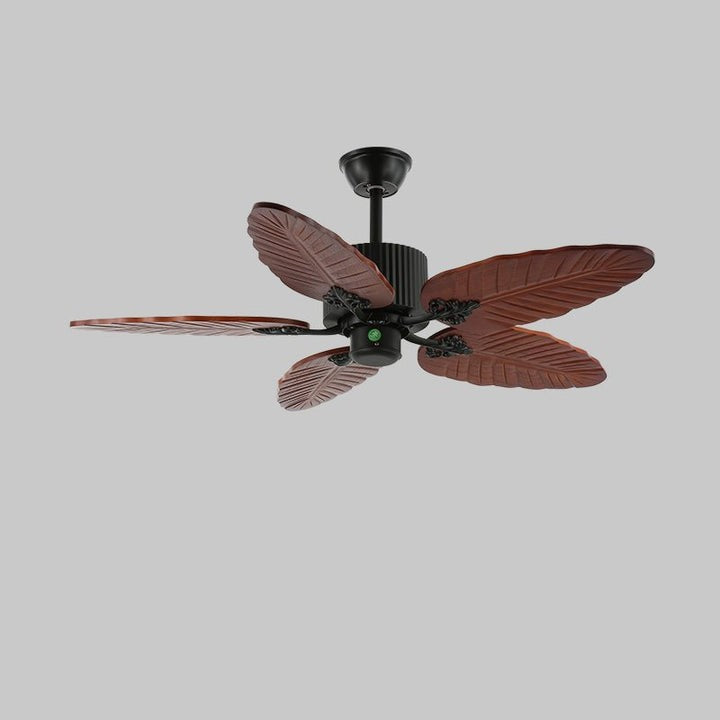 Tropical Banana Leaf Wood Ceiling Fan with LED Light
