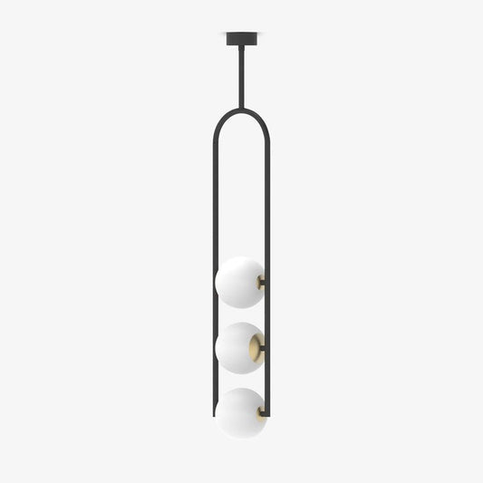 U-Shape Iron Pendant Light with Frosted Glass Globes