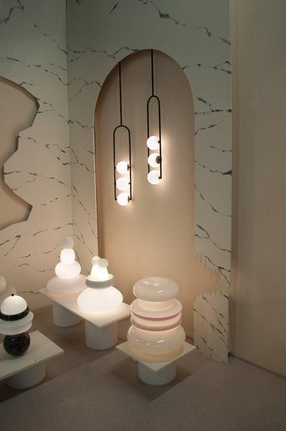 U-Shape Iron Pendant Light with Frosted Glass Globes