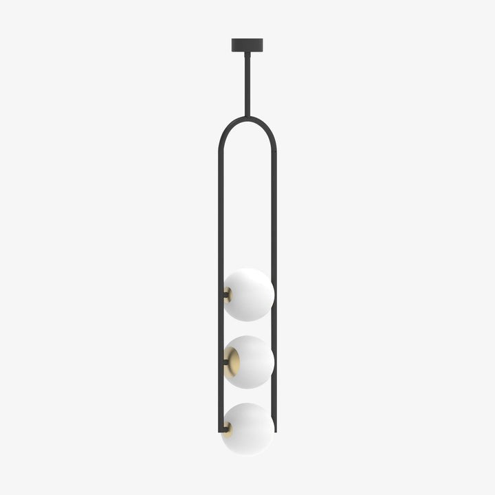 U-Shape Iron Pendant Light with Frosted Glass Globes