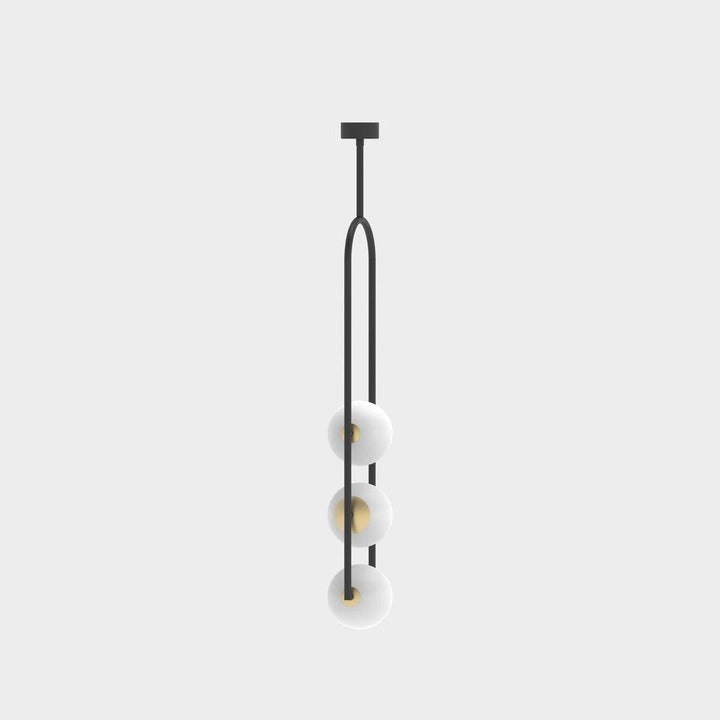 U-Shape Iron Pendant Light with Frosted Glass Globes
