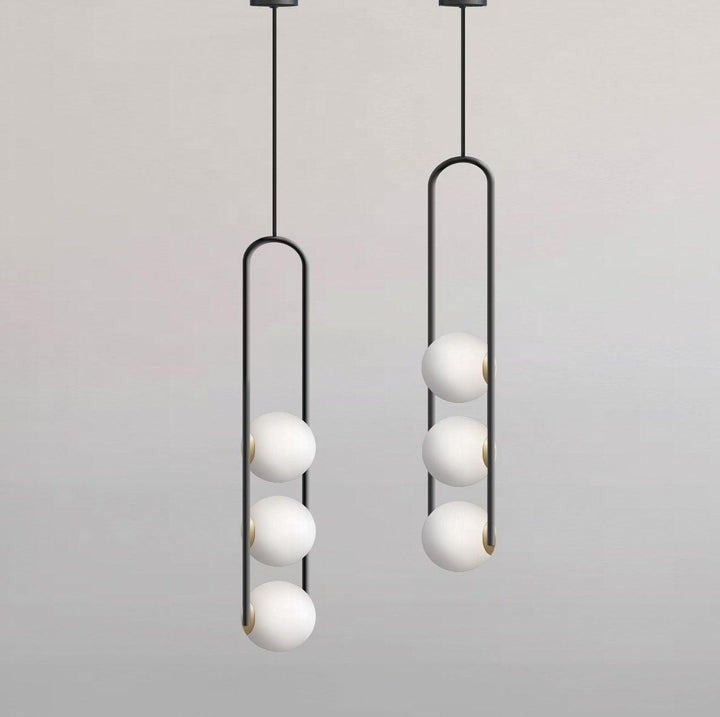 U-Shape Iron Pendant Light with Frosted Glass Globes
