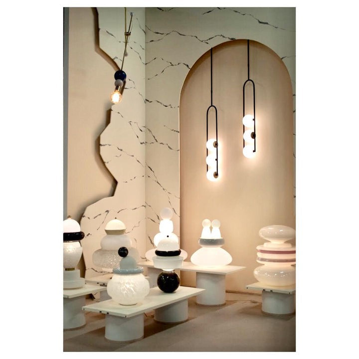 U-Shape Iron Pendant Light with Frosted Glass Globes