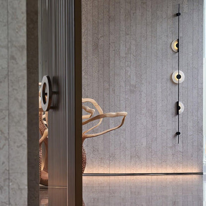 Vertical LED Wall Sconce with Alabaster Discs