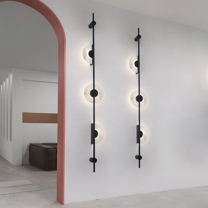 Vertical LED Wall Sconce with Alabaster Discs