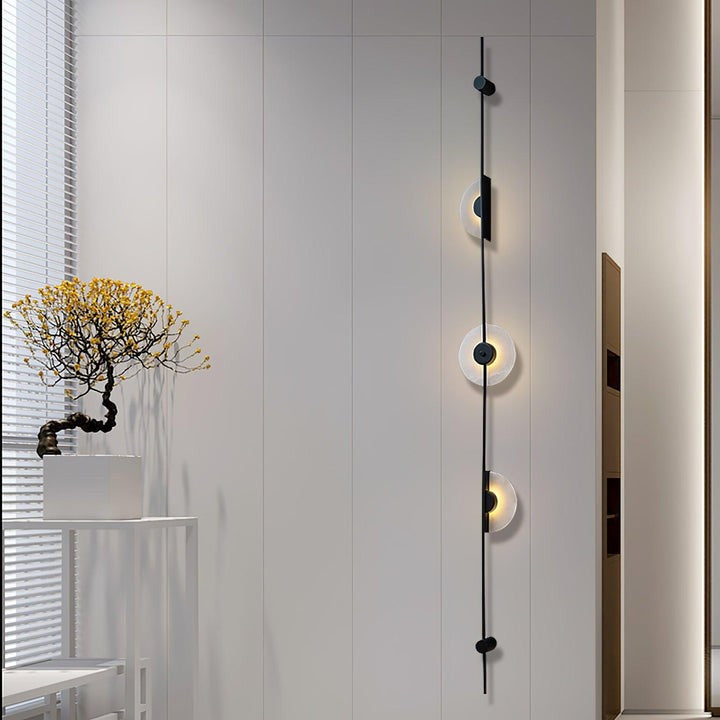 Vertical LED Wall Sconce with Alabaster Discs