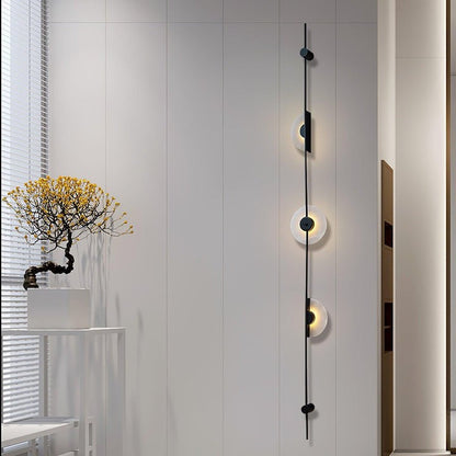 Vertical LED Wall Sconce with Alabaster Discs