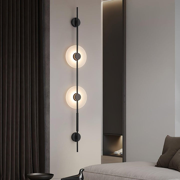 Vertical LED Wall Sconce with Alabaster Discs