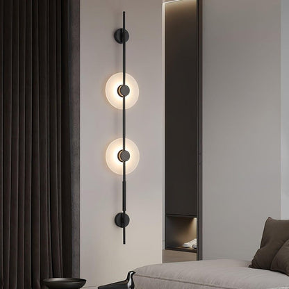 Vertical LED Wall Sconce with Alabaster Discs