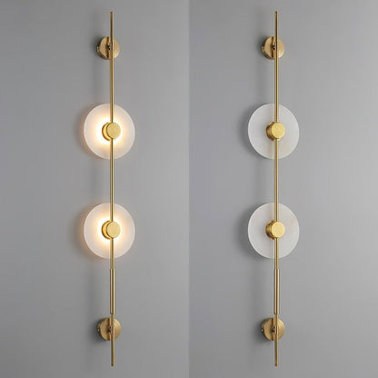 Vertical LED Wall Sconce with Alabaster Discs