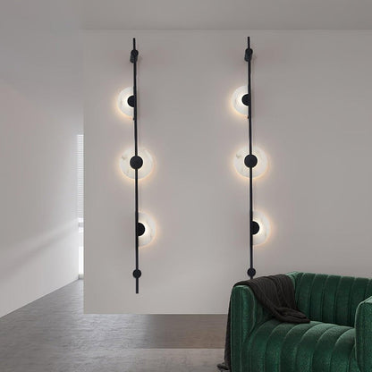 Vertical LED Wall Sconce with Alabaster Discs