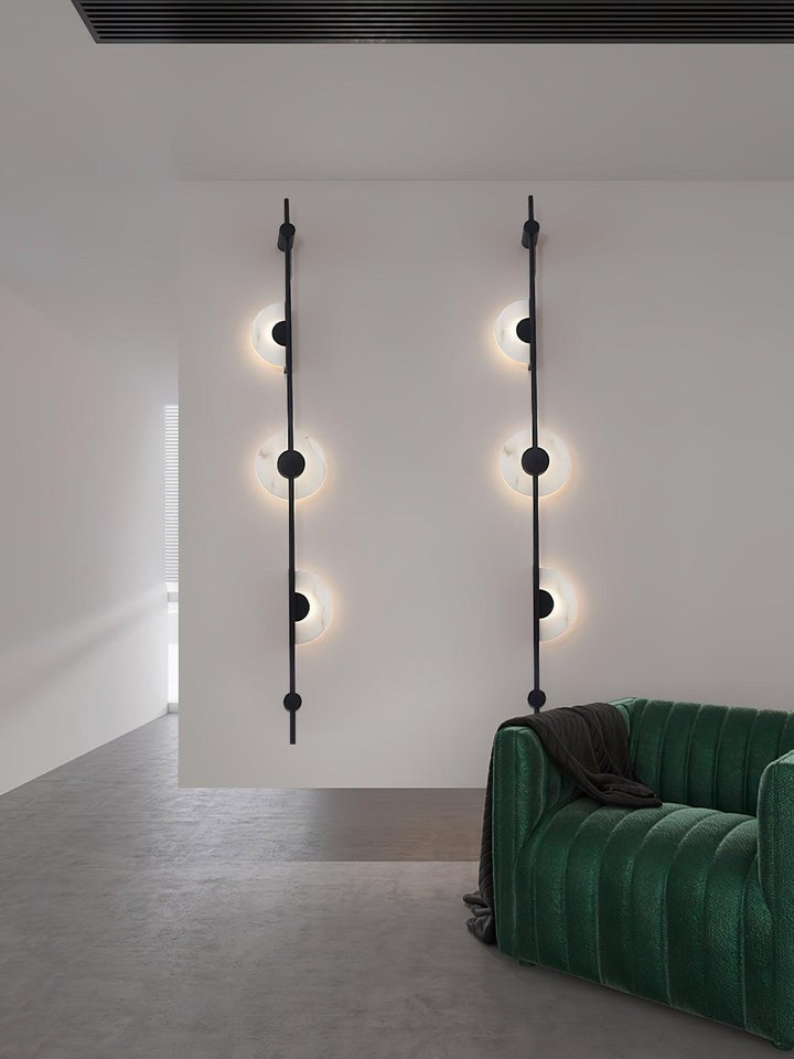 Vertical LED Wall Sconce with Alabaster Discs